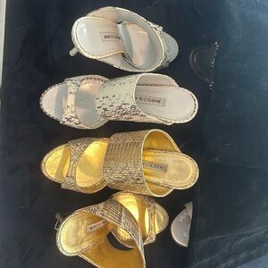 2 pairs of matching python skin Manolo Blahnik